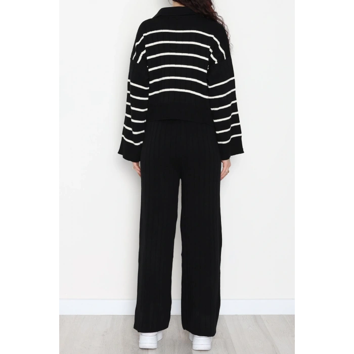 Çizgili Polo Yaka Takım Siyah - 2295.1247.