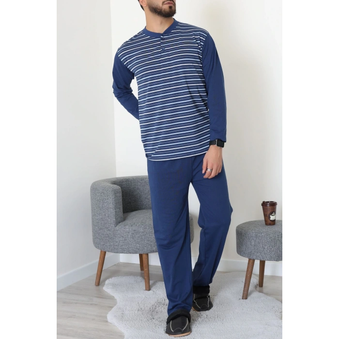 Çizgili Süprem Erkek Pijama Takımı İndigo - 51220.1838.
