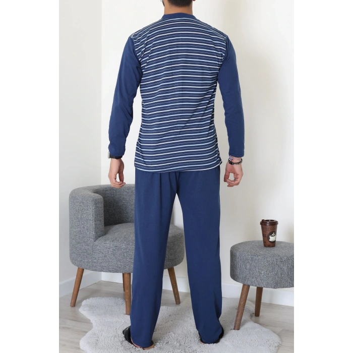 Çizgili Süprem Erkek Pijama Takımı İndigo - 51220.1838.