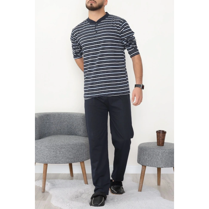 Çizgili Süprem Erkek Pijama Takımı Lacivert - 51220.1838.