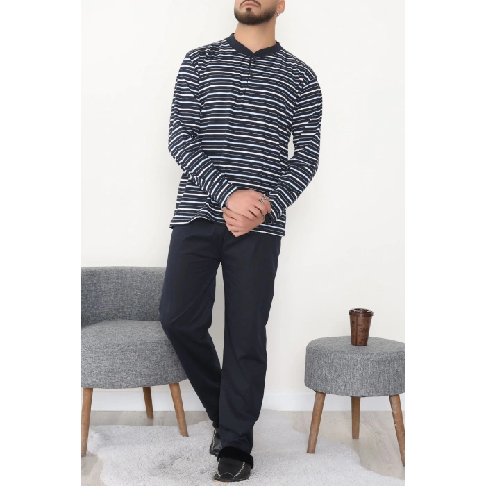 Çizgili Süprem Erkek Pijama Takımı Lacivert - 51220.1838.