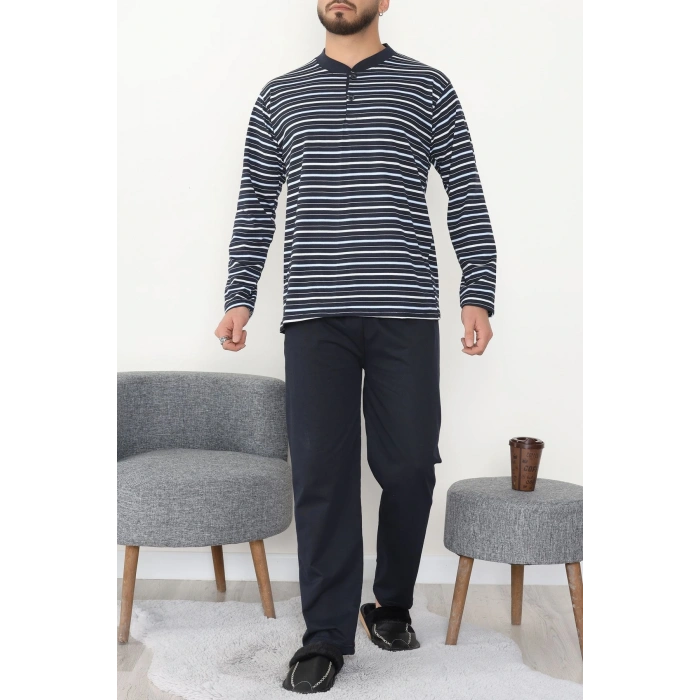 Çizgili Süprem Erkek Pijama Takımı Lacivert - 51220.1838.