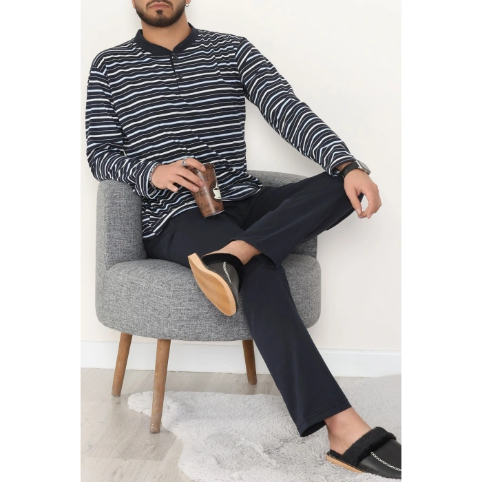 Çizgili Süprem Erkek Pijama Takımı Lacivert - 51220.1838.