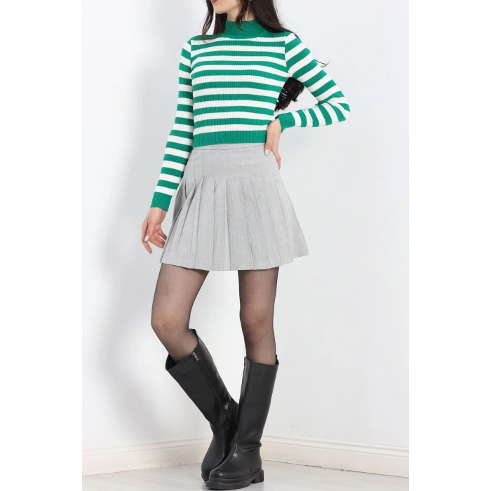 Çizgili Triko Yeşilbeyaz - 11762.1612.