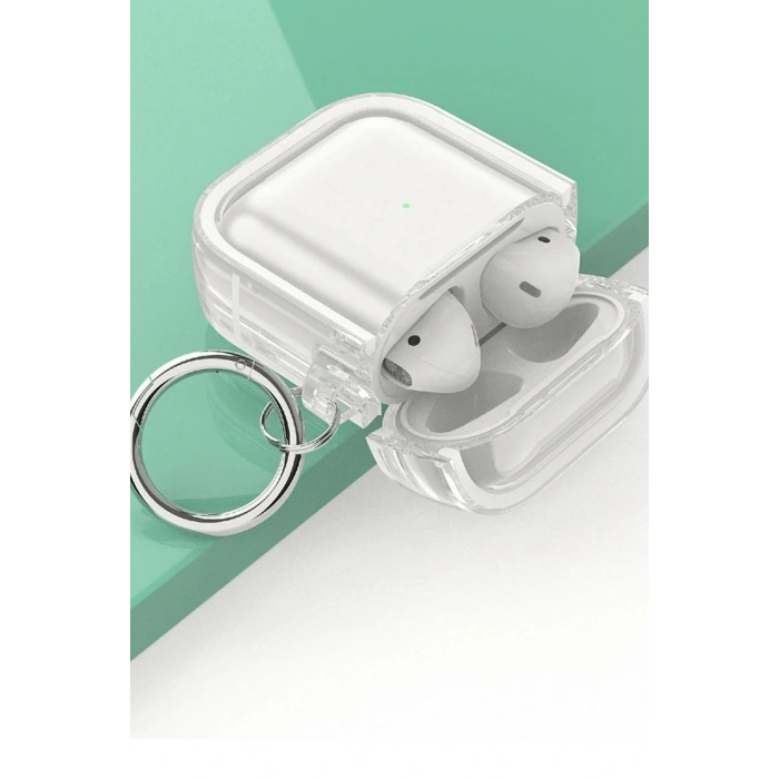 CPT05 Airpods 4 (4.nesil) Shiny Şeffaf Kılıf - Beyaz