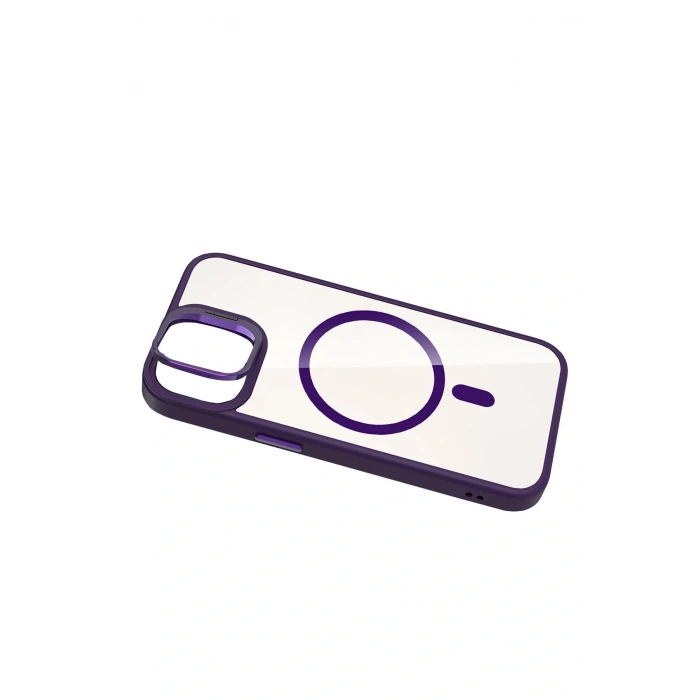 CPT05 Apple iPhone 11 Remim Lensli Magsafe Standlı Kapak - Derin Mor