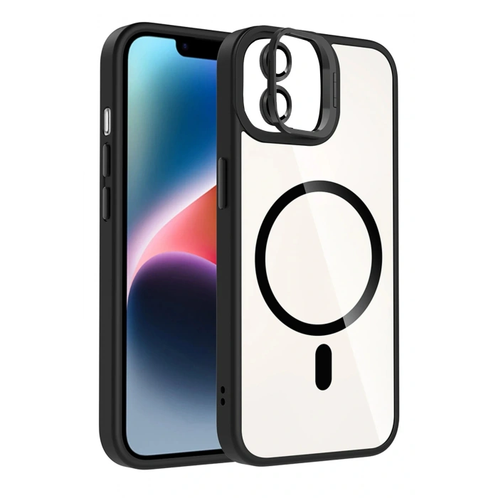 CPT05 Apple iPhone 11 Remim Lensli Magsafe Standlı Kapak - Siyah