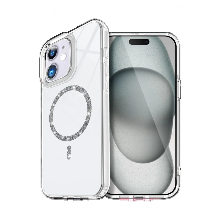 CPT05 Apple iPhone 12 Live Diamond Magsafe Kapak - Şeffaf