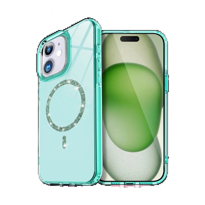 CPT05 Apple iPhone 12 Live Diamond Magsafe Kapak - Yeşil