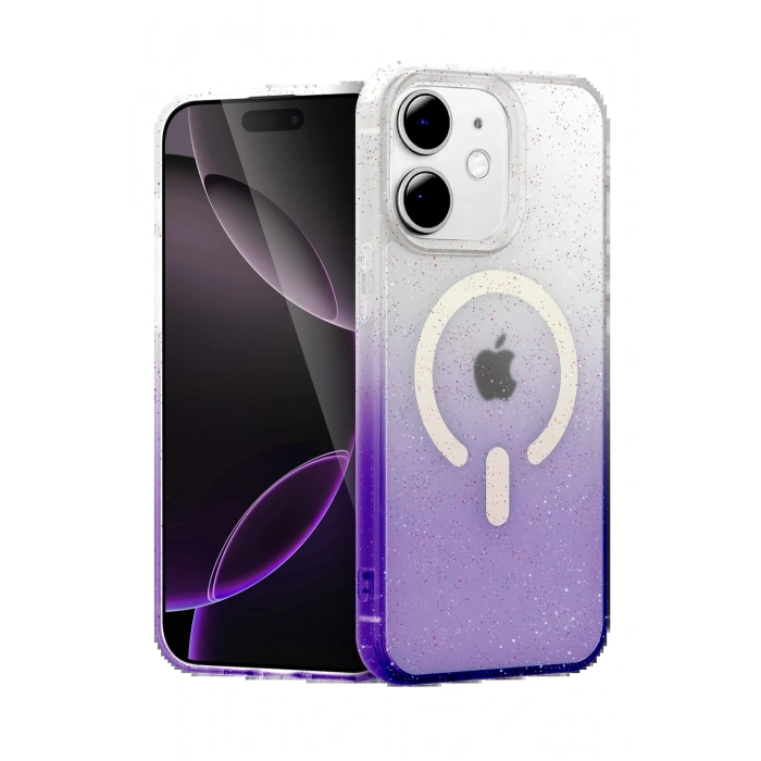 CPT05 Apple iPhone 12 Pummel Shiny Magsafe Kapak - Mor