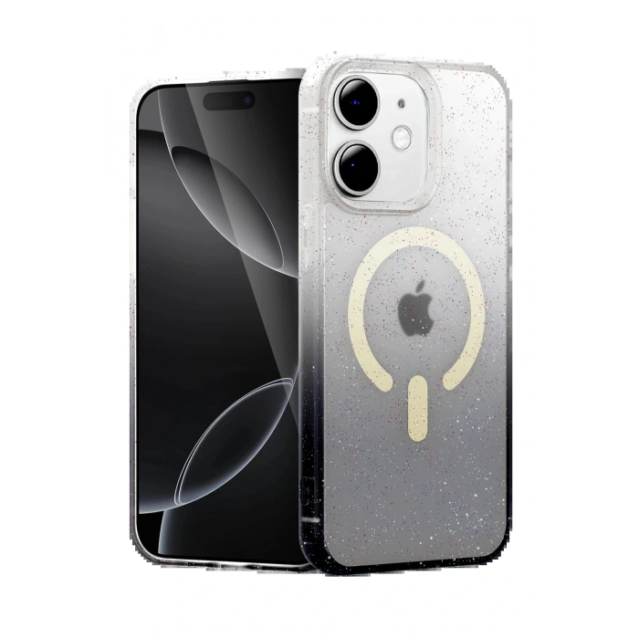 CPT05 Apple iPhone 12 Pummel Shiny Magsafe Kapak - Siyah