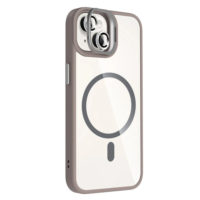 CPT05 Apple iPhone 13 Remim Lensli Magsafe Standlı Kapak - Titan Gri