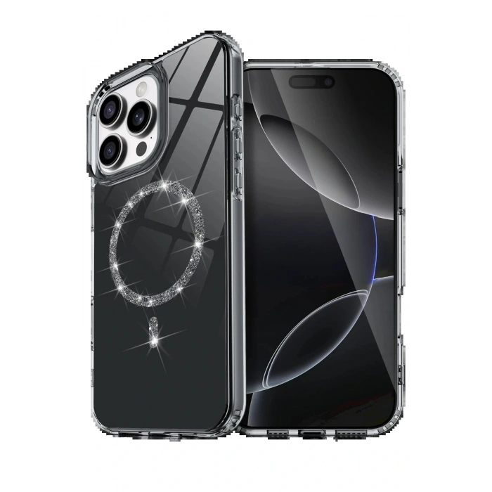 CPT05 Apple iPhone 14 Pro Max Live Diamond Magsafe Kapak - Siyah