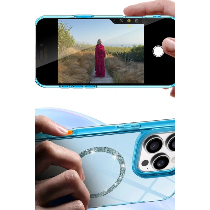 CPT05 Apple iPhone 14 Pro Max Live Diamond Magsafe Kapak - Yeşil