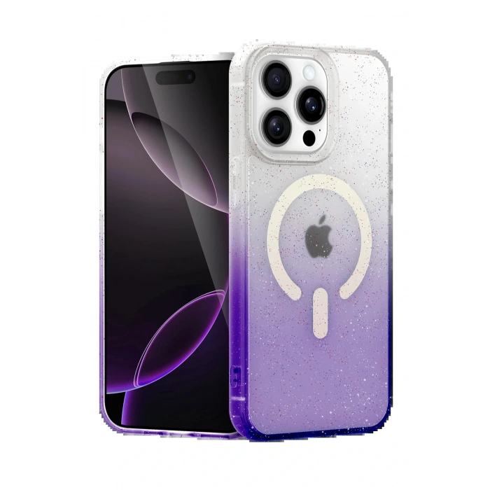 CPT05 Apple iPhone 14 Pro Max Pummel Shiny Magsafe Kapak - Mor