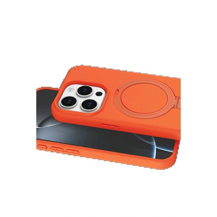 CPT05 Apple iPhone 14 Pro Max Regal Magsafe Standlı Kapak - Turuncu