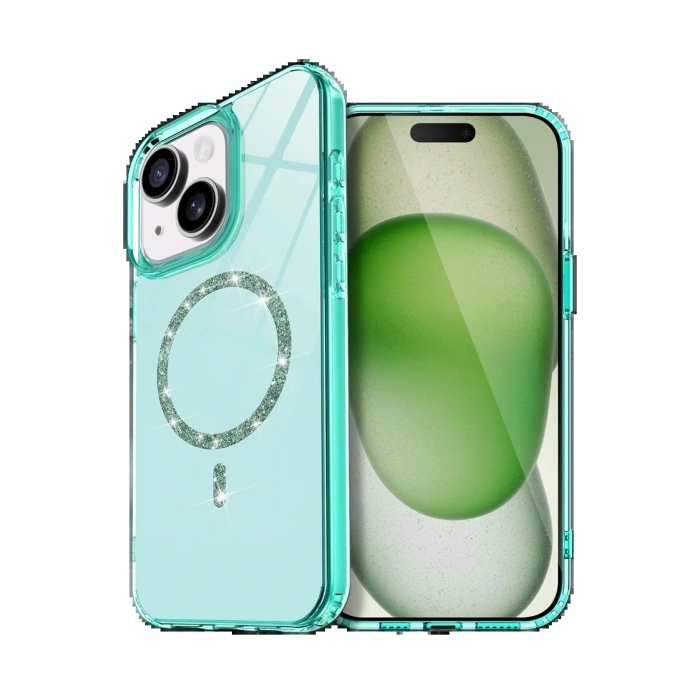 CPT05 Apple iPhone 15 Live Diamond Magsafe Kapak - Yeşil