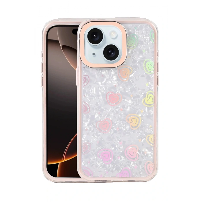 CPT05 Apple iPhone 15 Lumi Desenli Kapak - Pembe