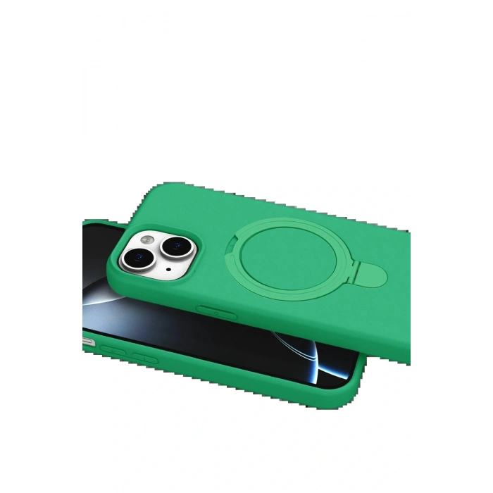 CPT05 Apple iPhone 15 Plus Regal Magsafe Standlı Kapak - Yeşil