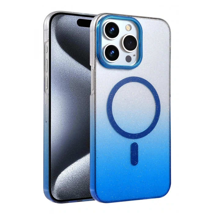 CPT05 Apple iPhone 15 Pro Max Glossy Magsafe Kapak - Mavi