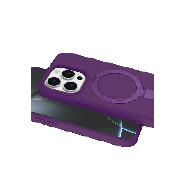 CPT05 Apple iPhone 15 Pro Max Regal Magsafe Standlı Kapak - Derin Mor