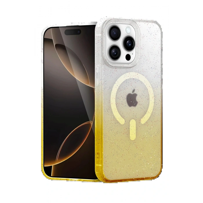 CPT05 Apple iPhone 15 Pro Pummel Shiny Magsafe Kapak - Gold