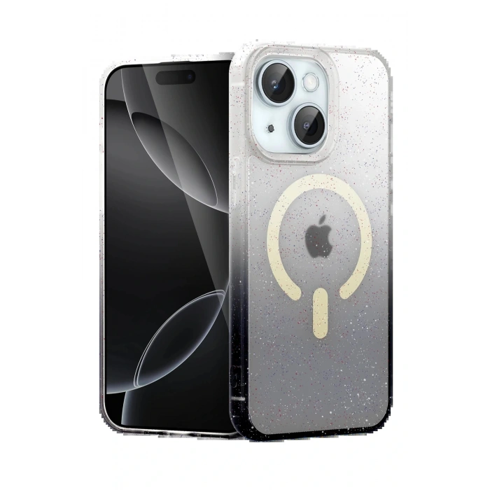 CPT05 Apple iPhone 15 Pummel Shiny Magsafe Kapak - Siyah