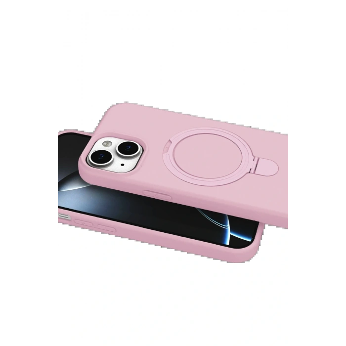 CPT05 Apple iPhone 15 Regal Magsafe Standlı Kapak - Açık Pembe