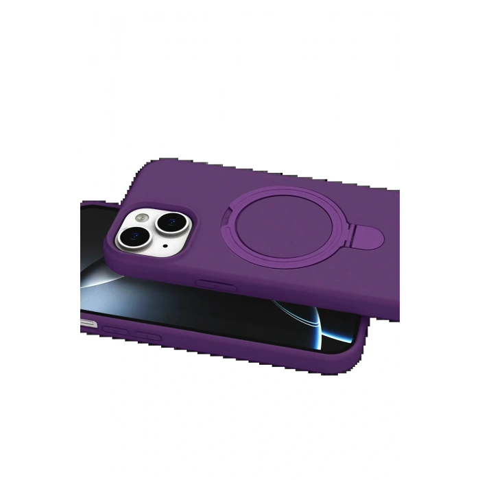 CPT05 Apple iPhone 15 Regal Magsafe Standlı Kapak - Derin Mor