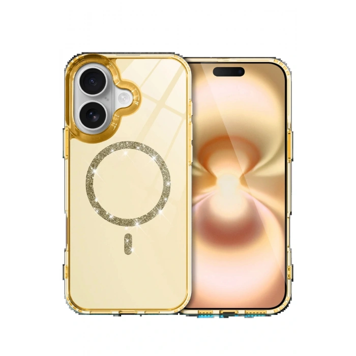 CPT05 Apple iPhone 16 Live Diamond Magsafe Kapak - Sarı