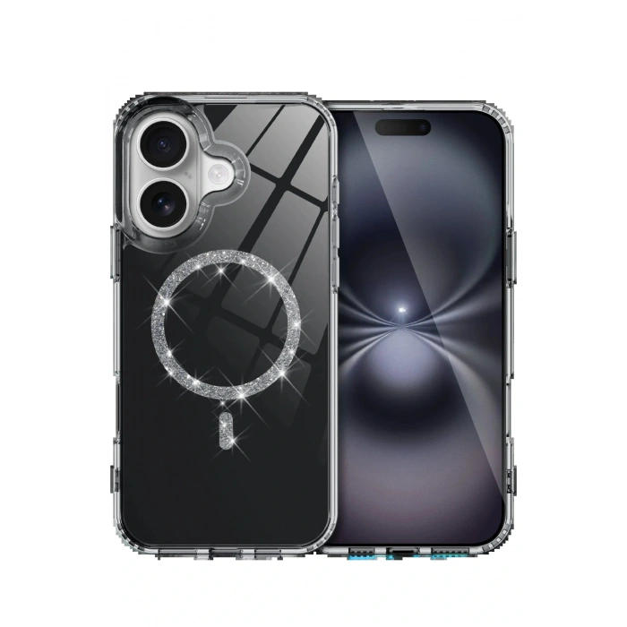 CPT05 Apple iPhone 16 Live Diamond Magsafe Kapak - Siyah