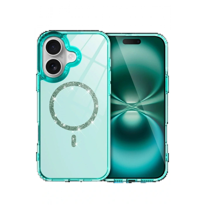 CPT05 Apple iPhone 16 Live Diamond Magsafe Kapak - Yeşil