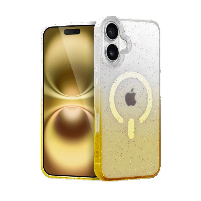 CPT05 Apple iPhone 16 Plus Pummel Shiny Magsafe Kapak - Gold