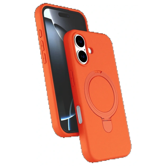 CPT05 Apple iPhone 16 Plus Regal Magsafe Standlı Kapak - Turuncu