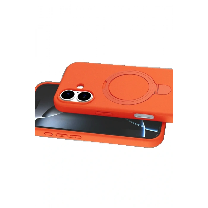 CPT05 Apple iPhone 16 Plus Regal Magsafe Standlı Kapak - Turuncu