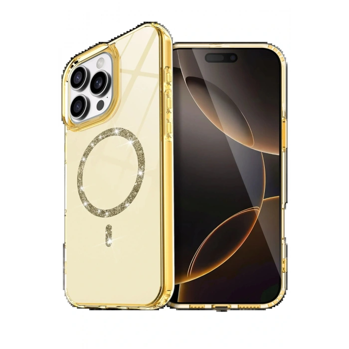 CPT05 Apple iPhone 16 Pro Live Diamond Magsafe Kapak - Sarı