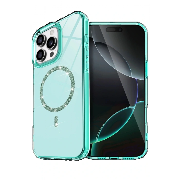CPT05 Apple iPhone 16 Pro Max Live Diamond Magsafe Kapak - Yeşil