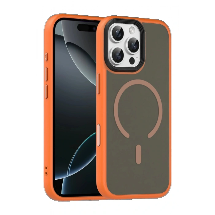 CPT05 Apple iPhone 16 Pro Max Megane Magsafe Kapak - Turuncu