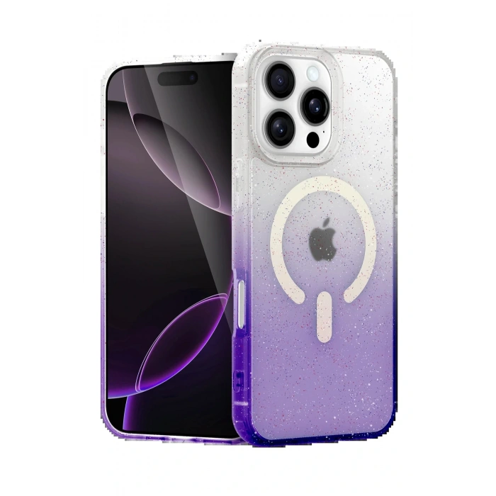 CPT05 Apple iPhone 16 Pro Pummel Shiny Magsafe Kapak - Mor