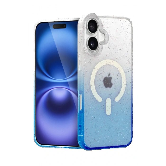 CPT05 Apple iPhone 16 Pummel Shiny Magsafe Kapak - Mavi