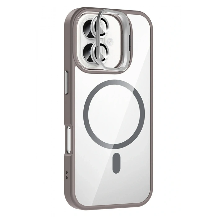 CPT05 Apple iPhone 16 Remim Lensli Magsafe Standlı Kapak - Titan Gri