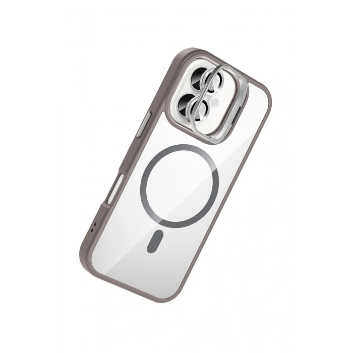 CPT05 Apple iPhone 16 Remim Lensli Magsafe Standlı Kapak - Titan Gri
