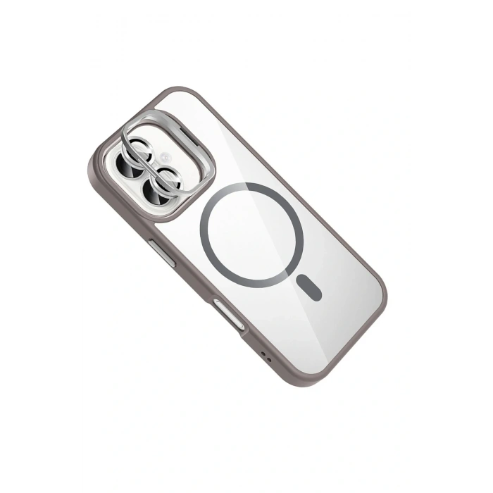 CPT05 Apple iPhone 16 Remim Lensli Magsafe Standlı Kapak - Titan Gri