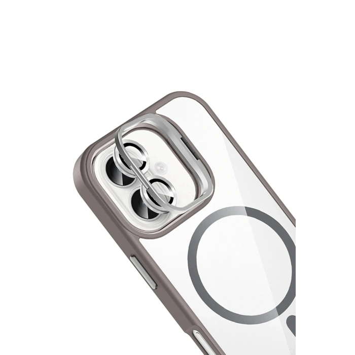 CPT05 Apple iPhone 16 Remim Lensli Magsafe Standlı Kapak - Titan Gri