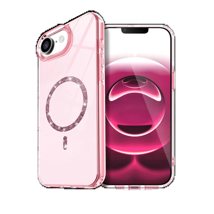CPT05 Apple iPhone 16E Live Diamond Magsafe Kapak - Pembe