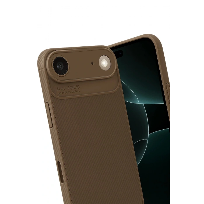 CPT05 Apple iPhone 17 Air Auto Focus Karbon Kapak - Kahverengi