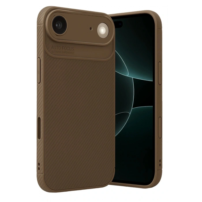 CPT05 Apple iPhone 17 Air Auto Focus Karbon Kapak - Kahverengi