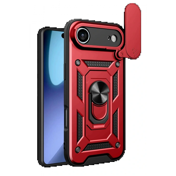 CPT05 Apple iPhone 17 Air Pars Lens Yüzüklü Silikon - Kırmızı