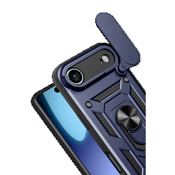 CPT05 Apple iPhone 17 Air Pars Lens Yüzüklü Silikon - Lacivert