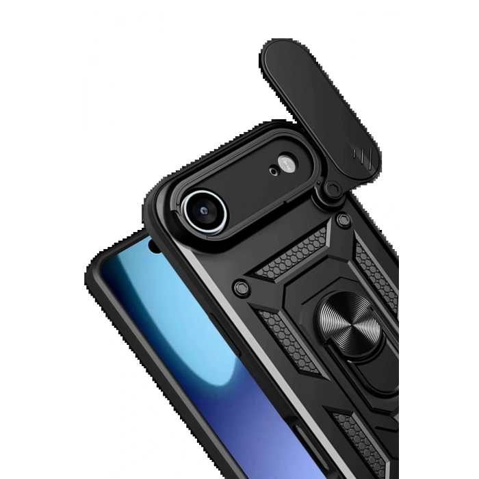 CPT05 Apple iPhone 17 Air Pars Lens Yüzüklü Silikon - Siyah